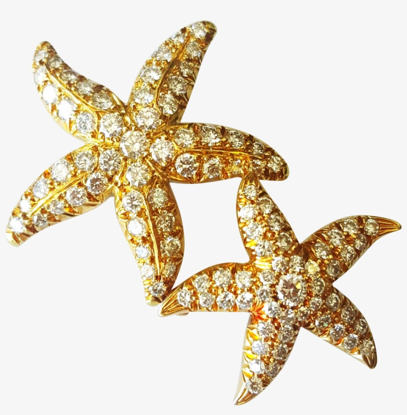 Clip Art Free Beautiful Set Of Two Karat Brooches Krikorian - Gold Starfish, transparent png download