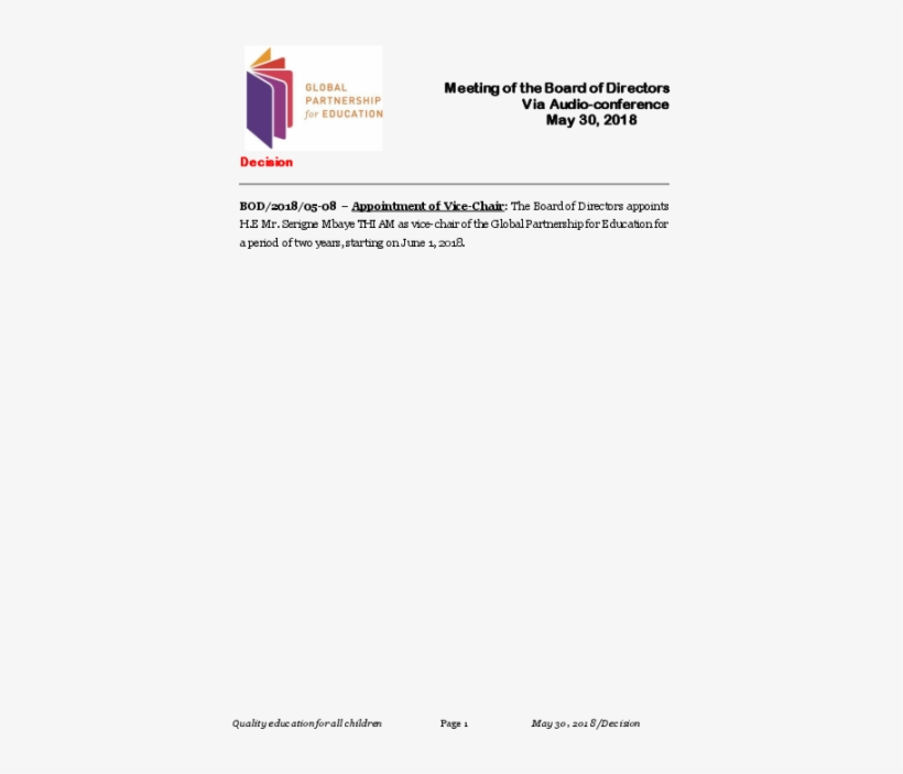 Board Decision On Appointment Of Vice Chair - Vice Chairman, transparent png download