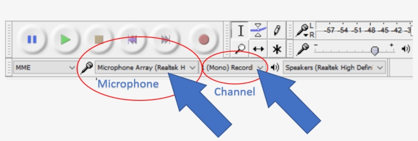 2) Once Audacity Starts Select Your Microphone From - Diagram, transparent png download