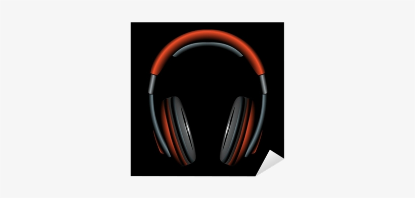 Orange Simple Headphones In Silhouette, Vector Sticker - Headphones, transparent png download