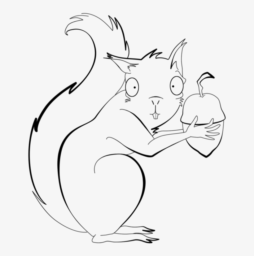 Drawn Line Art Red Squirrel - Cat, transparent png download