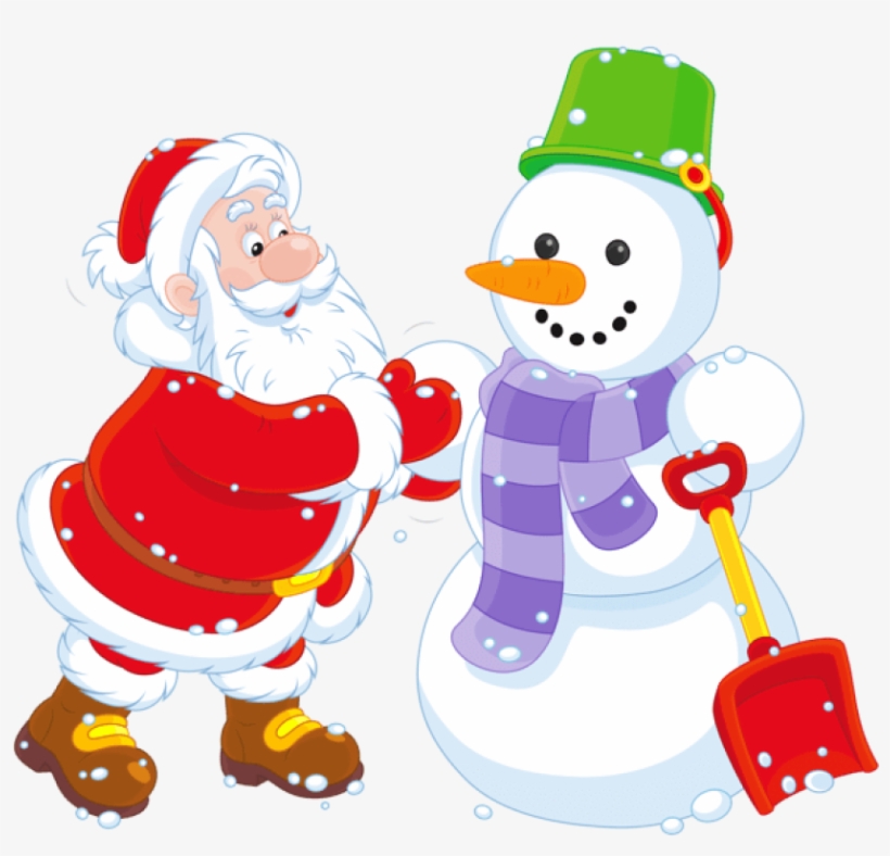 Transparent Santa And Snowman Png Clipart - Snowman And Santa Png, transparent png download