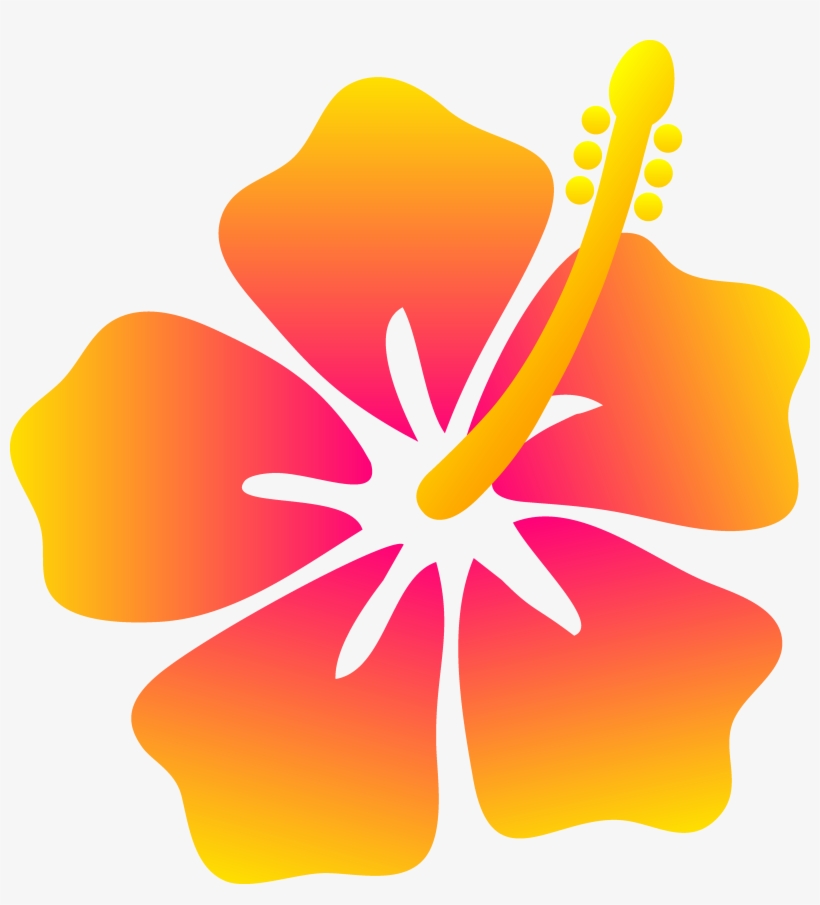 Pink And Yellow Hibiscus Flower - Hawaiian Flower Clipart, transparent png download
