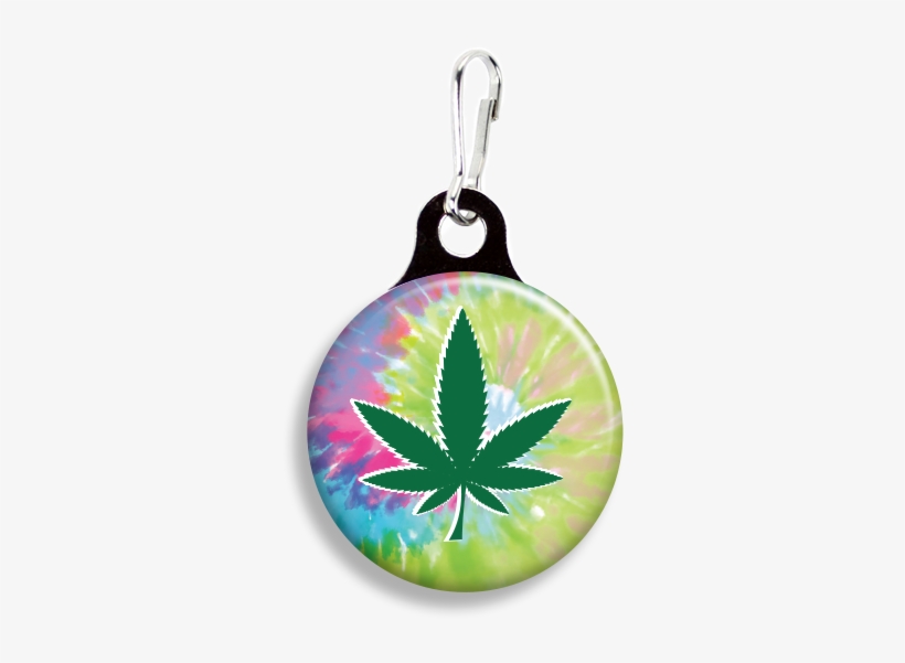 Pot Leaf Tie Dye - Promotional Zoogee 1-1/8 Round Metal Zipper Pull Tag, transparent png download