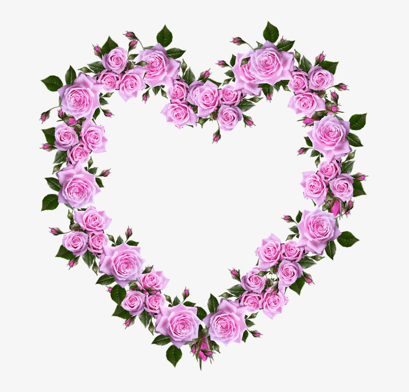 Roses, Heart, Romance, Valentine, Decoration - מסגרת לברכה ורדים, transparent png download
