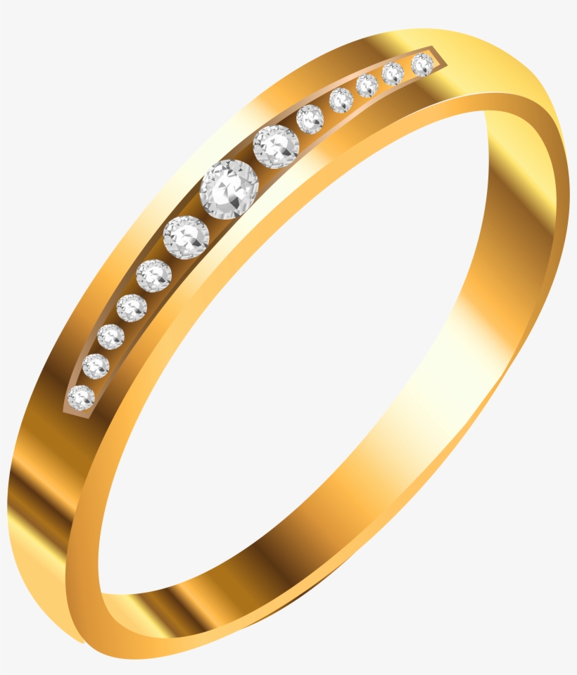 Gold Ring With Diamonds Png Clipart - Golden Ring Png, transparent png download