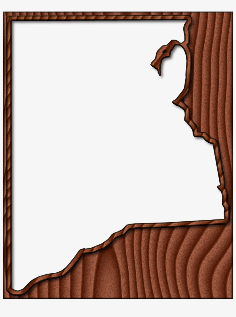 A Map Of Clay With The Map Area Carved From A Dark - Wooden Frame Hd Png, transparent png download