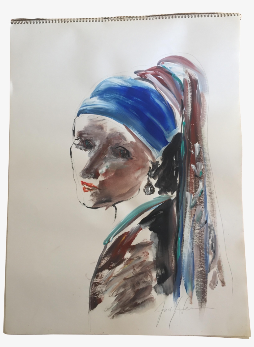 Original Female Portrait After Vermeer - Visual Arts, transparent png download