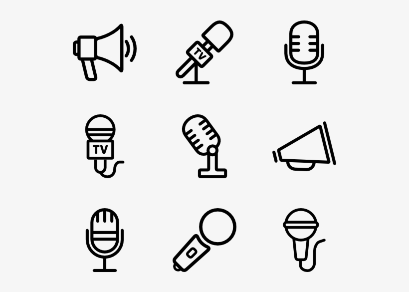 Bullhorn And Mics Linear - Microphone Font, transparent png download