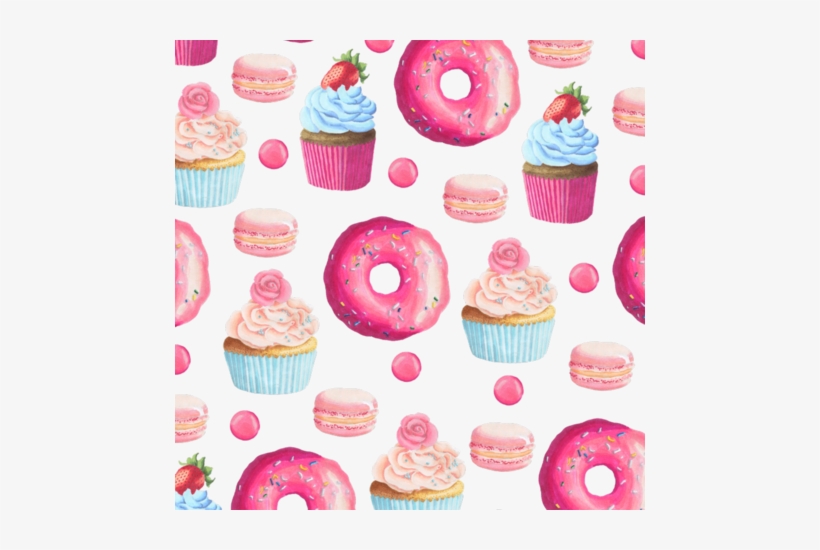 Pink Donut And Cupcake Fabric By Julia Dreams On Spoonflower - Cupcake E Donuts Png, transparent png download