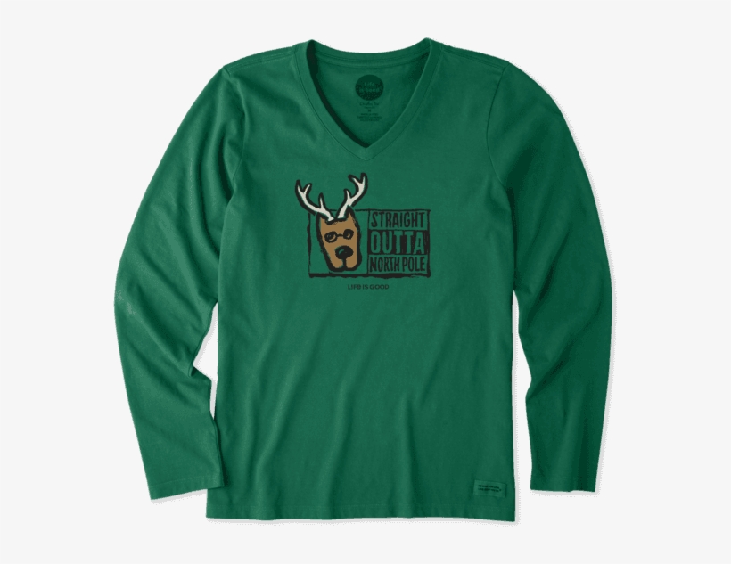 Women's Straight Outta North Pole Long Sleeve Crusher - Life Is Good, transparent png download