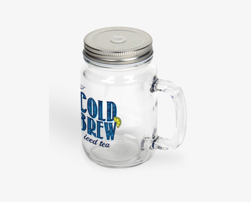 12oz Round Clear Glass Mason Jar With Handle, Lid And - Serveware, transparent png download