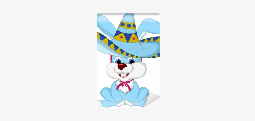 Funny Rabbit Cartoon Posing With Cowboy Hat Wall Mural - European Rabbit, transparent png download