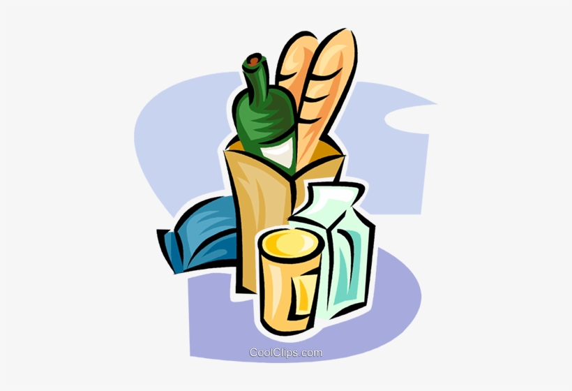 Grocery Items Royalty Free Vector Clip Art Illustration - Clipart Grocery Bread Bag, transparent png download