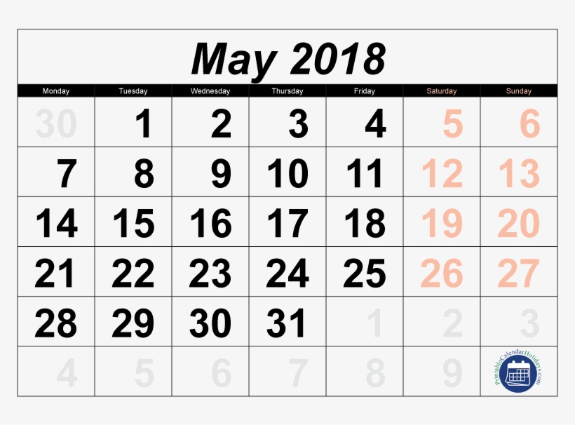 May 2018 Calendar Png - October 5 2018 Calendar, transparent png download