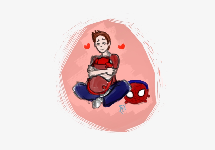 Just A Cute Peter Holding A Deadpool Tsum Tsum - Drawing, transparent png download