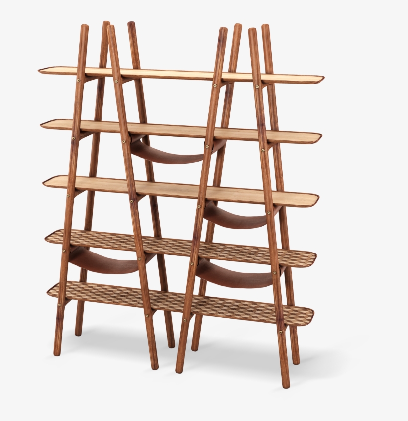 Blake Walnut Bookshelf With Leather And Brushed Brass - Bookcase, transparent png download