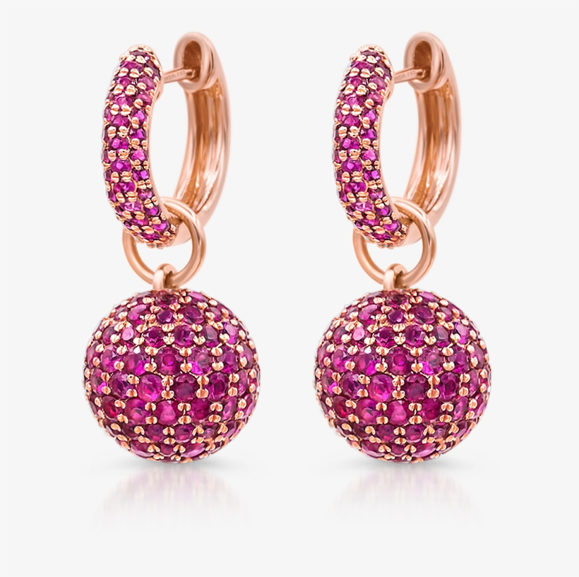 Baby Hoop Earrings With Ruby Spheres - Earring, transparent png download