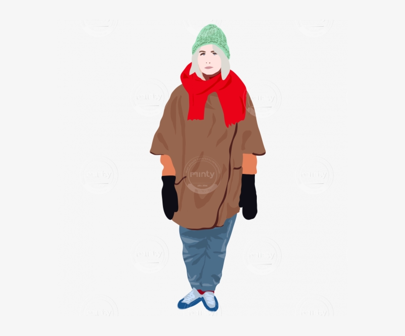 Girl Dressed In Winter Style Outfit - Illustration, transparent png download