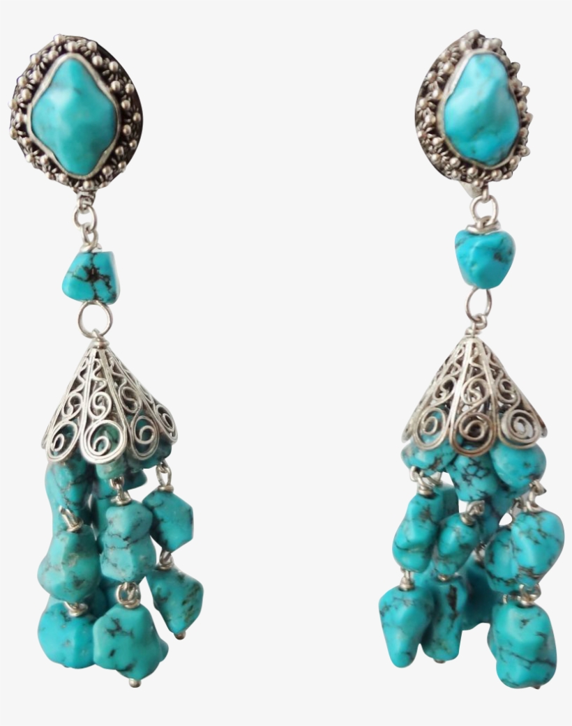 Vintage Chinese Export Turquoise - Vintage Chinese Export Turquoise Sterling Silver Filagree, transparent png download