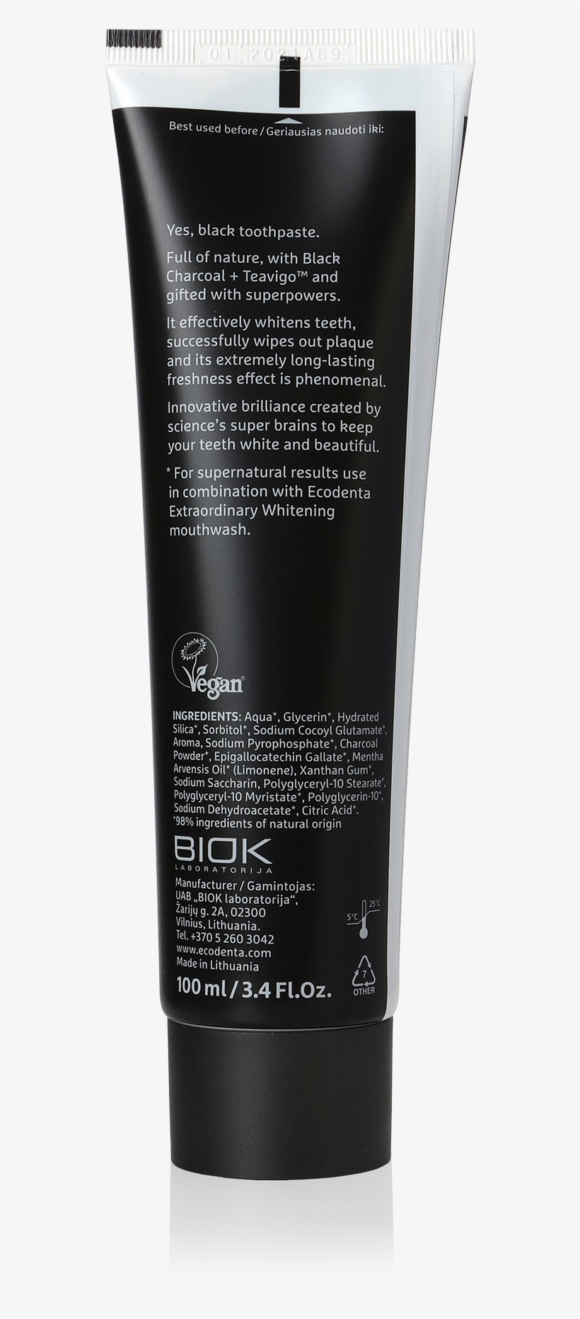 4770001336991 Ecodenta Black Tubele Antra Puse 1534245302 - Sunscreen, transparent png download