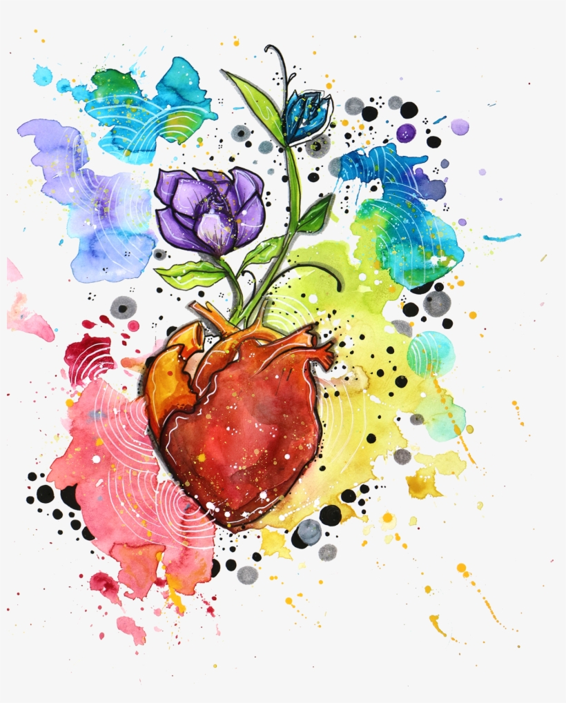 Heart,flower, Watercolours, Colour Splash - Heart, transparent png download