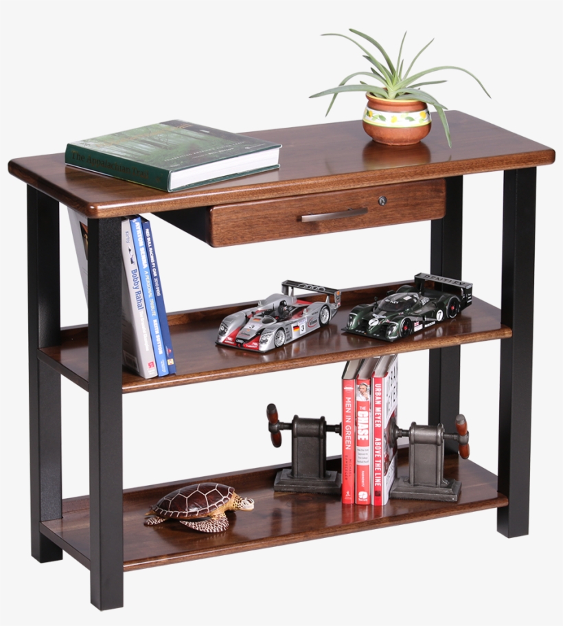 Bookshelf Table With Drawer, Black Walnut, transparent png download