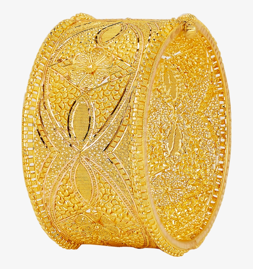Golden Bangle Floral Design - Bracelet, transparent png download