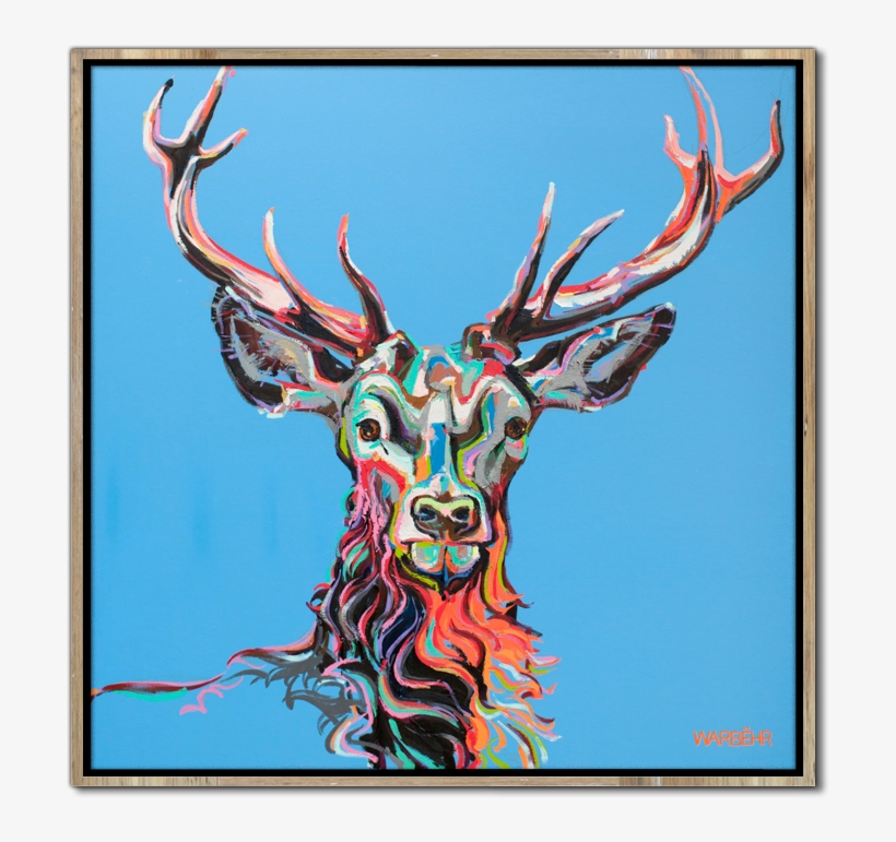 Buck On Blue Art Print - Reindeer, transparent png download