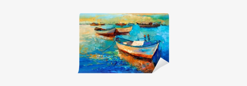 Boats Painting Sunset, transparent png download