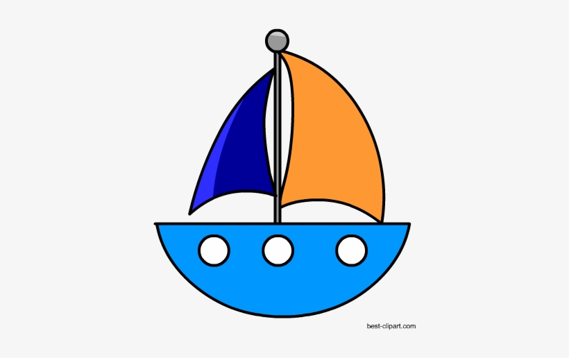 Free Orange And Blue Sail Boat Clip Art Image - Blue Boats Clip Art, transparent png download