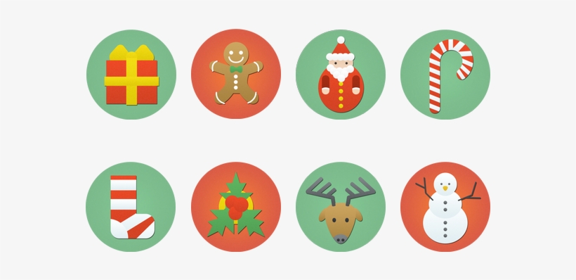 8 Flat Christmas Png Icons - Drawing, transparent png download