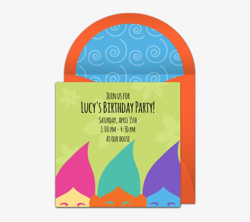Awesome Invitation Design That You Can Send Online - Online Invitations Trolls, transparent png download