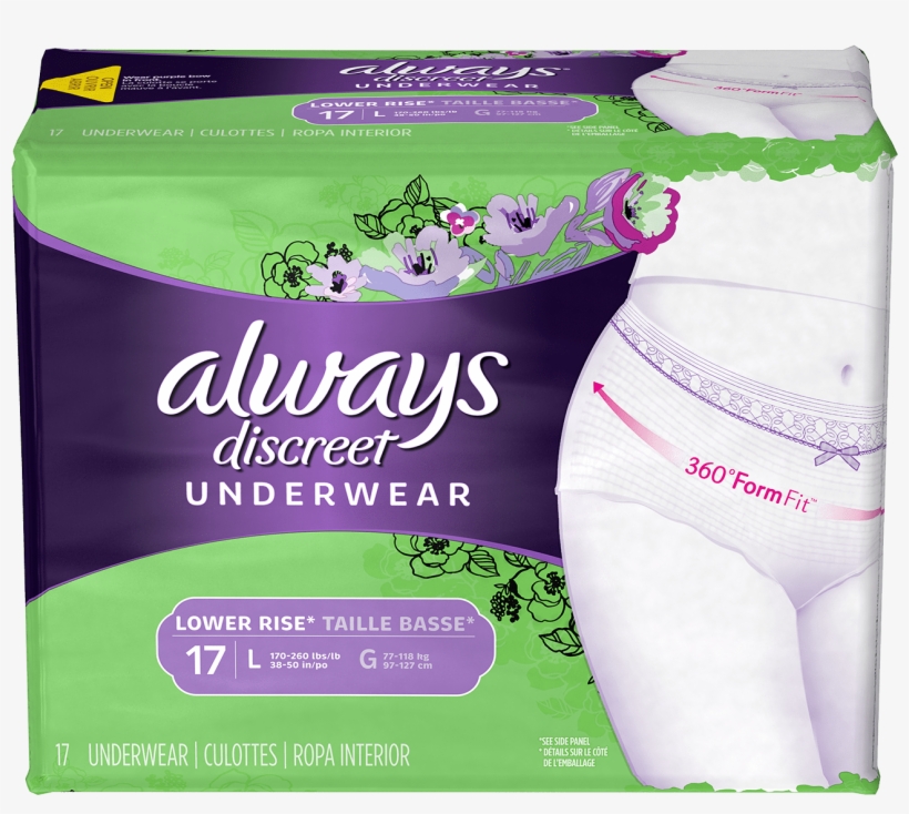 Always Discreet Low Rise Large - Always Discreet Underwear Low Rise, transparent png download