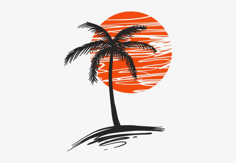 Vinilo Decorativo Palmera - Palm Tree In The Sunset Shower Curtain, transparent png download