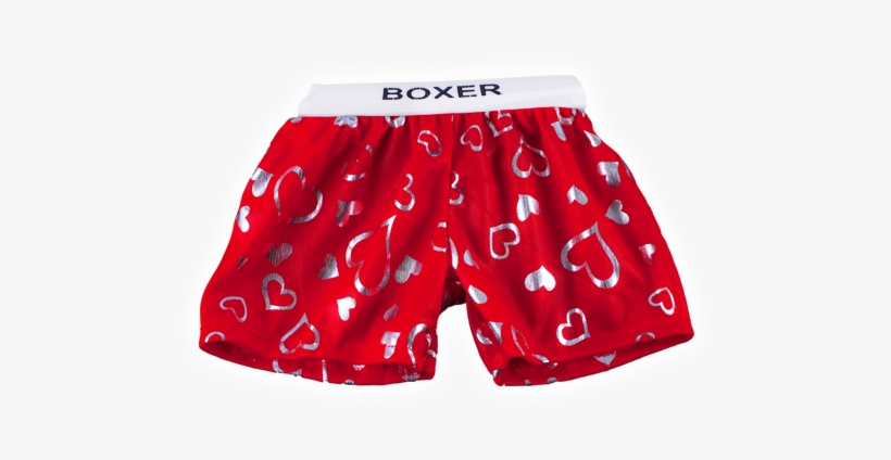 Red Heart Boxers - Red Satin Heart Boxer Teddy Bear Clothes Fit 36cm -, transparent png download