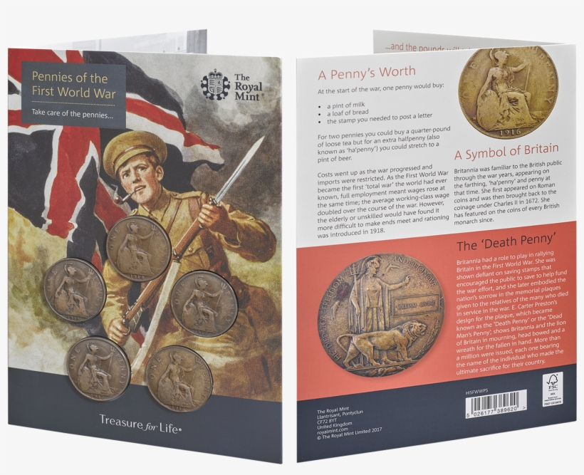 First World War Pennies Set - Giclee Painting: Tommy Guards The Flag With Bayonet, transparent png download