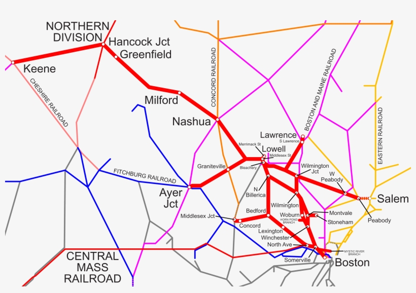 Boston And Lowell Railroad 1887 - Boston And Lowell Railroad Map, transparent png download