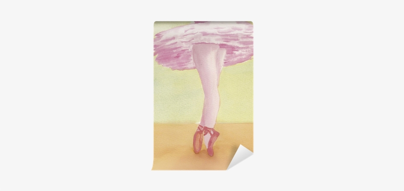 Hand Painted Watercolor Of A Ballerina On Point Wall - Watercolor Painting, transparent png download