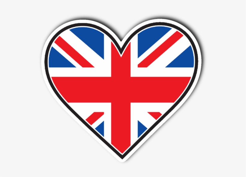 British Flag Union Jack Heart Vinyl Die Cut Sticker - England In Heart, transparent png download