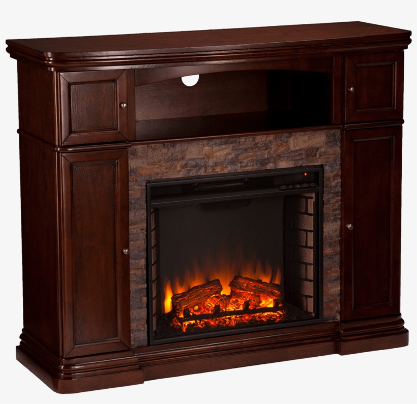 Crestshire Faux Stone Electric Media Fireplace - Black, transparent png download