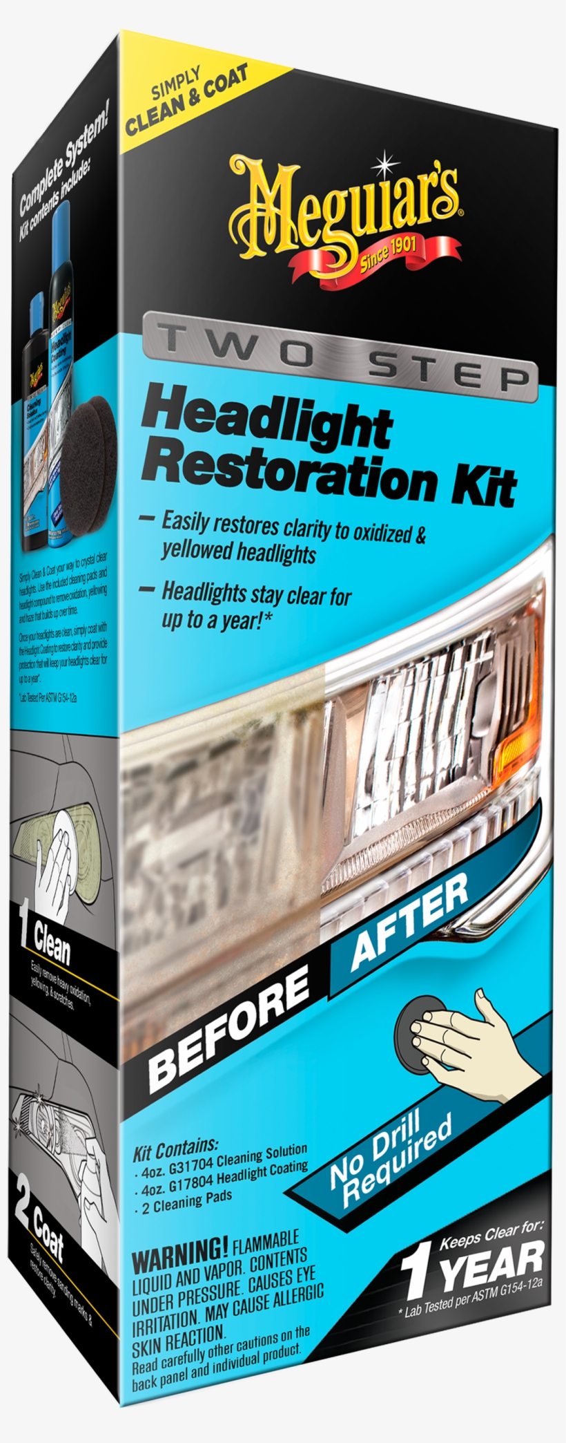 Meguiar's® Two-step Headlight Restoration Kit - Meguiar's G2980 Heavy Duty Headlight Restoration Kit, transparent png download