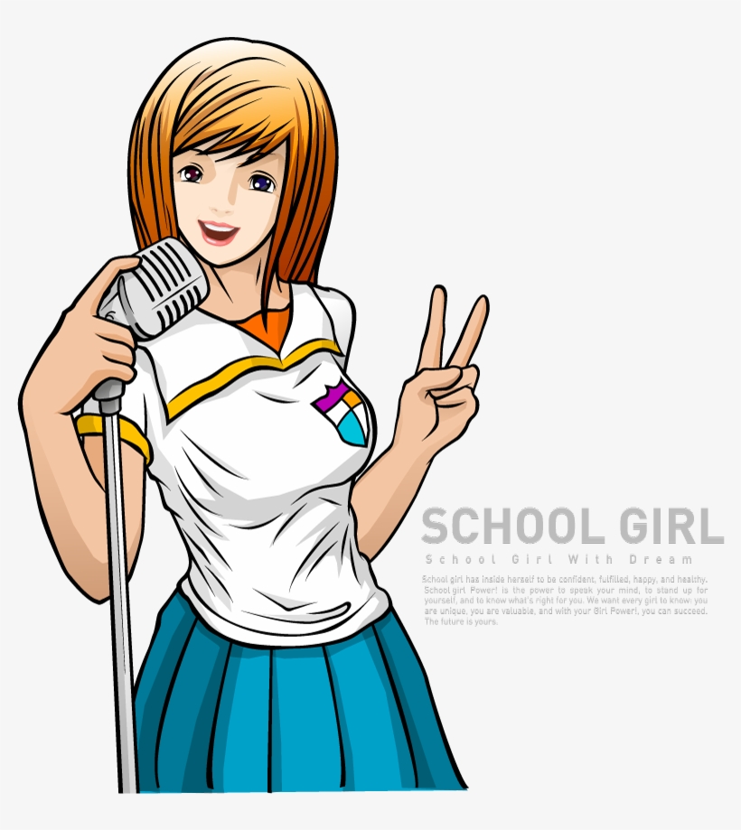 Colegiala Con Micrófono - Hablando En Microfono Dibujo, transparent png download