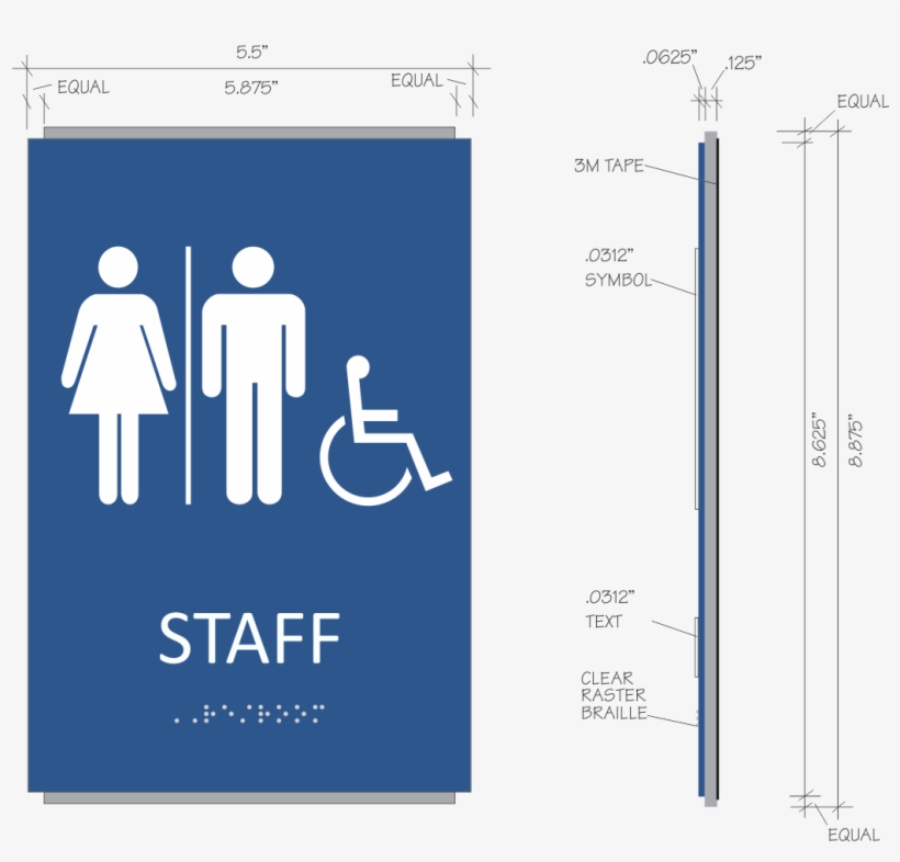 Ada Braille Staff Restroom Sign - Restroom Signs Gray, transparent png download