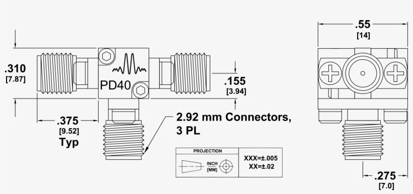 Pd-0040 Power Divider Package Diagram - Package Diagram, transparent png download