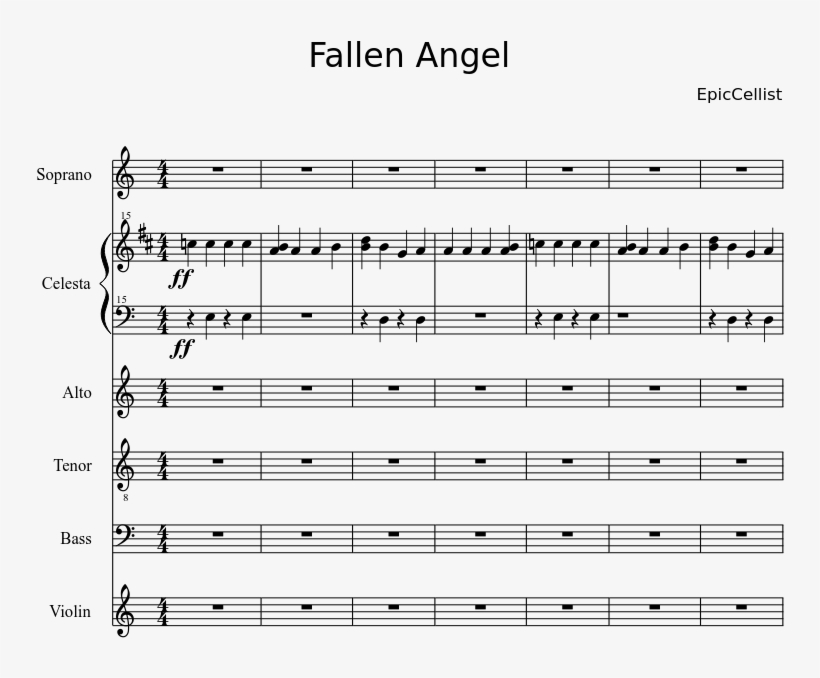 Fallen Angel Sheet Music Composed By Epiccellist 1 - Kerbal Space Program Theme Sheet Music, transparent png download