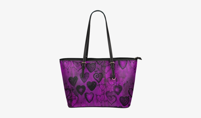 Grunge Purple Hearts Leather Tote Bag/small - Interestprint Crimson Ocean Leather Tote Bag Large, transparent png download
