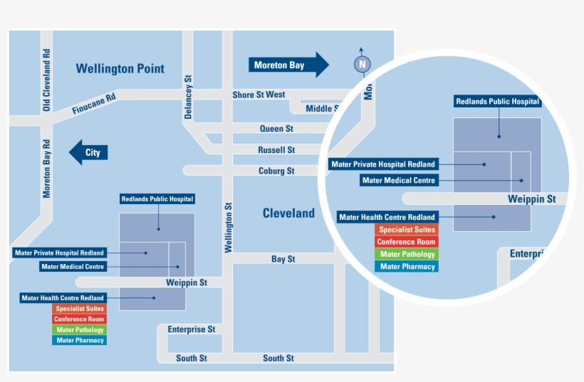 Mater Private Hospital Redland, Weippin Street, Cleveland - Diagram, transparent png download