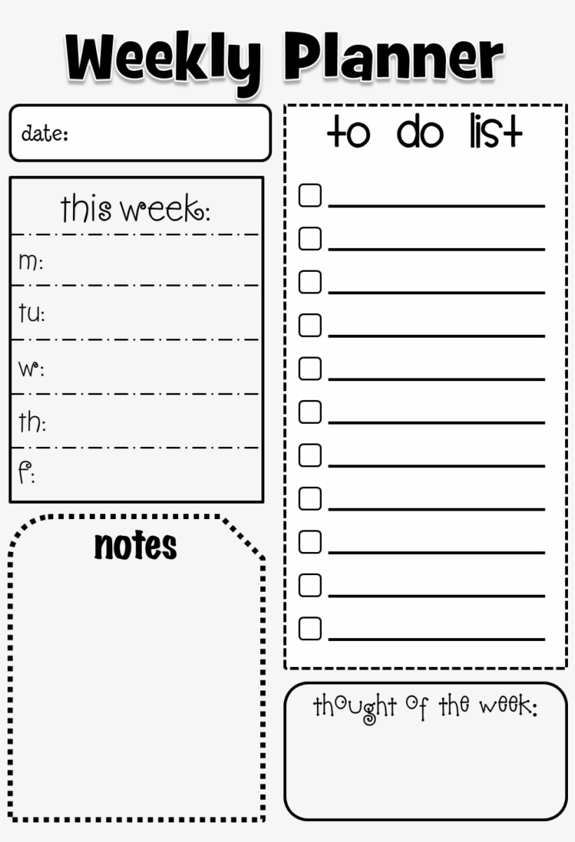 Weekly Planner 981×1,421 Pixels - Organization, transparent png download