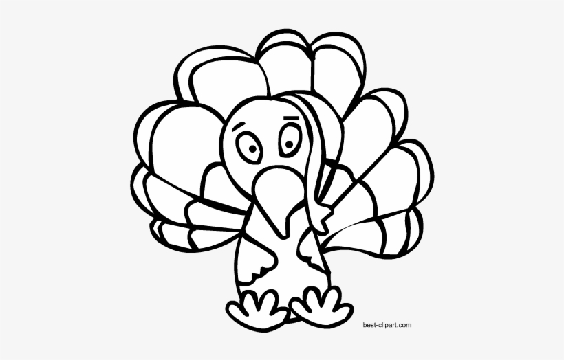 Free Black And White Cartoon Turkey Clip Art - Turkey Meat, transparent png download